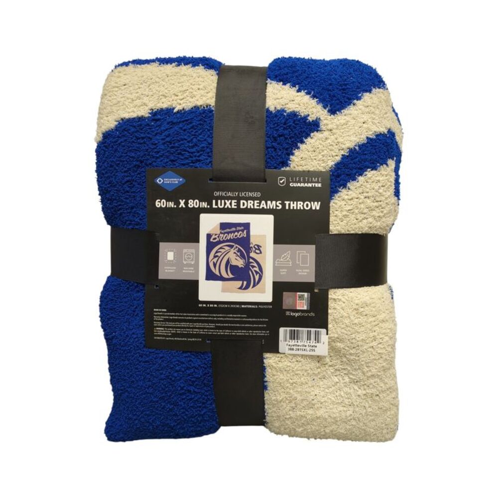 Fayetteville Broncos - Logo Brands NCAA Luxe Dream Extra Soft Throw Blanket, 60"